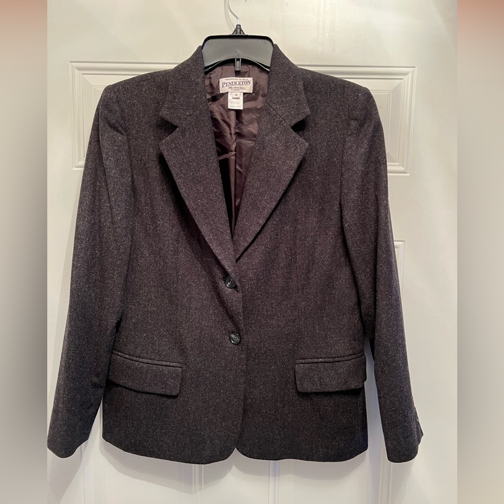 Pendleton 100% Virgin Wool Gray Lined Button Fron… - image 1